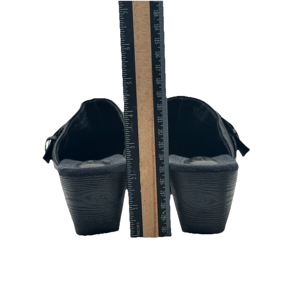 Clarks Black Leather Clog Mules with Decorative Buckle - Picture 5 of 7